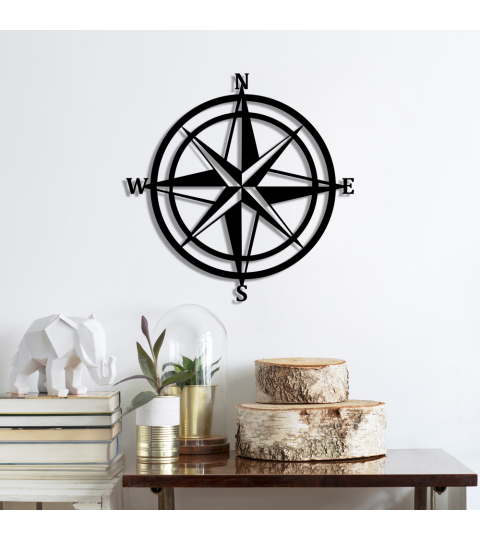 Nástenná dekorácia Compass, 55 cm, čierna