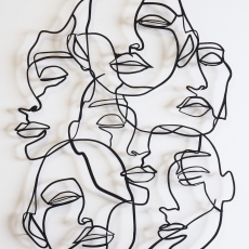 Nástenná dekorácia Faces Linem 60 cm, čierna - 2