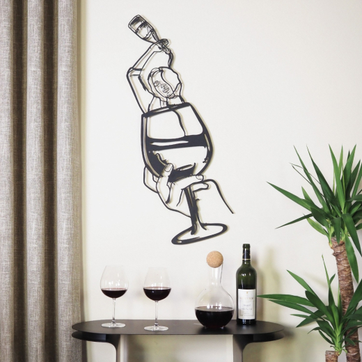 Nástenná dekorácia Glass of Wine, 69 cm, čierna - 1