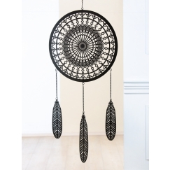 Nástenná dekorácia lapač snov Kelner, 103,5 cm, čierna