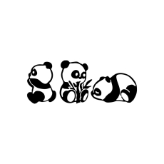 Nástenná dekorácia Pandas (SET 3 ks), čierna - 4