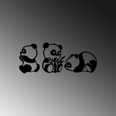 Nástenná dekorácia Pandas (SET 3 ks), čierna - 5