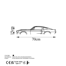Nástenná dekorácia Shelby GT500, 70 cm, čierna - 5