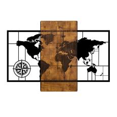 Nástenná dekorácia World Map, 85 cm, hnedá - 2