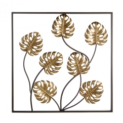 Nástenná kovová dekorácia Exotic Leaf, 60 cm