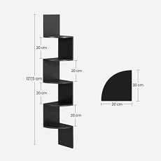Nástenná polica Juny, 127 cm, čierna - 5