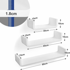 Nástenná polica Lena (Súprava 3 ks), 60 cm, biela - 3