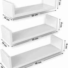 Nástenná polica Lila (Sada 3 ks), biela - 6
