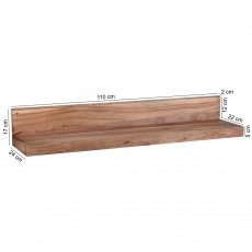 Nástěnná police Mumbai, 110 cm, masiv akát - 3