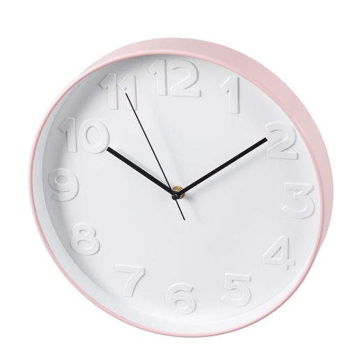 Nástenné hodiny Pastill, 31 cm, biela/ružová - 1