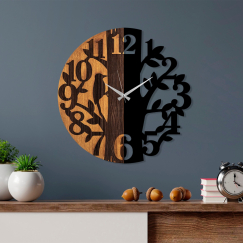 Nástěnné hodiny Tree, 56 cm, hnědá