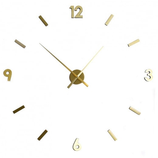 Nástěnné hodiny z nalepovacích číslic Maxi, mosaz - 1