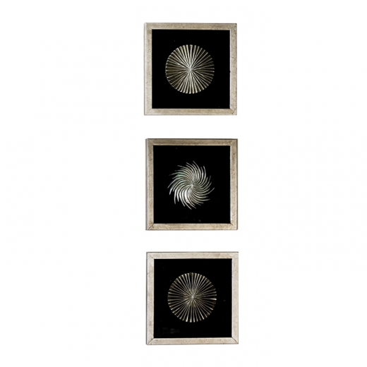 Nástenné obrázky Frencis (SET 3 ks), 30 cm, čierno strieborná - 1