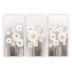 Nástěnné obrazy Flowers (SET 3 ks), 60 cm, bílo šedá - 1