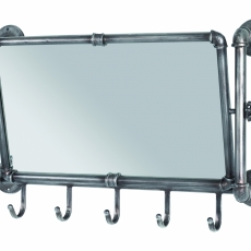 Nástěnné zrcadlo s háčky Aleca, 45 cm, antracitová - 1