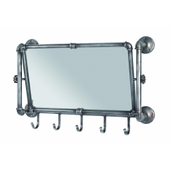 Nástěnné zrcadlo s háčky Aleca, 45 cm, antracitová
