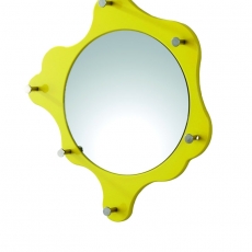 Nástěnné zrcadlo s háčky Itab, 56 cm, žlutá - 1