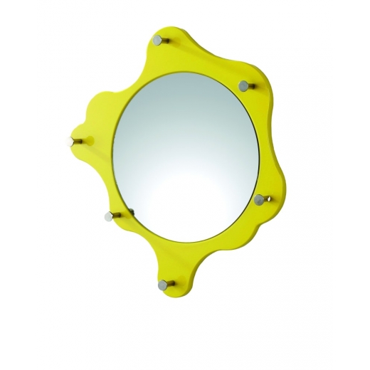 Nástenné zrkadlo s háčikmi Itab, 56 cm, žltá - 1