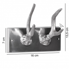 Nástenný hliníkový vešiak s 2 háčikmi Hjort, 16 cm - 4