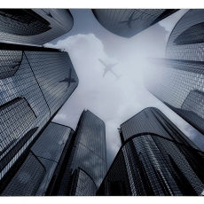 Nástěnný obraz City, bílá / černá - 1