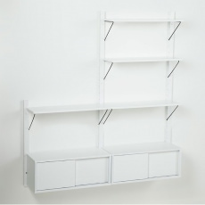 Nástenný policový systém Dellan, 158 cm, biela - 1