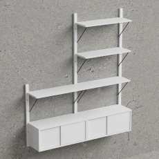 Nástěnný policový systém Dellan, 158 cm, bílá - 2