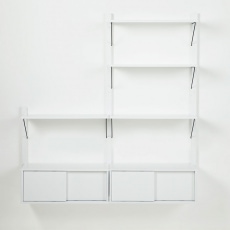 Nástěnný policový systém Dellan, 158 cm, bílá - 3