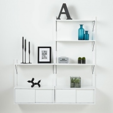 Nástěnný policový systém Dellan, 158 cm, bílá - 4