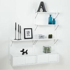 Nástěnný policový systém Dellan, 158 cm, bílá - 5