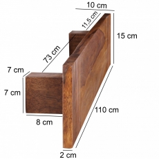 Nástěnný věšák na ručníky Mumbai, 110 cm, masiv Sheesham - 3