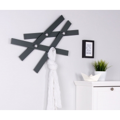Nástěnný věšák s 4 háčky Miro, 75 cm, antracit