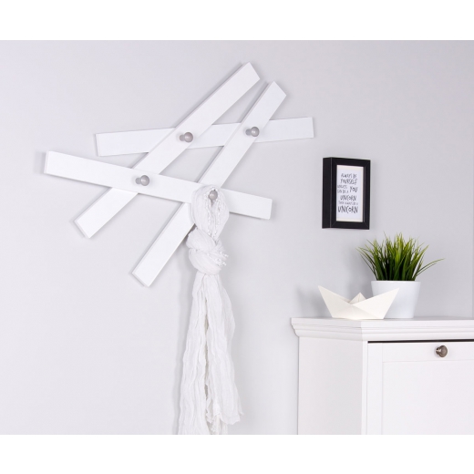 Nástěnný věšák s 4 háčky Miro, 75 cm, bílá - 1