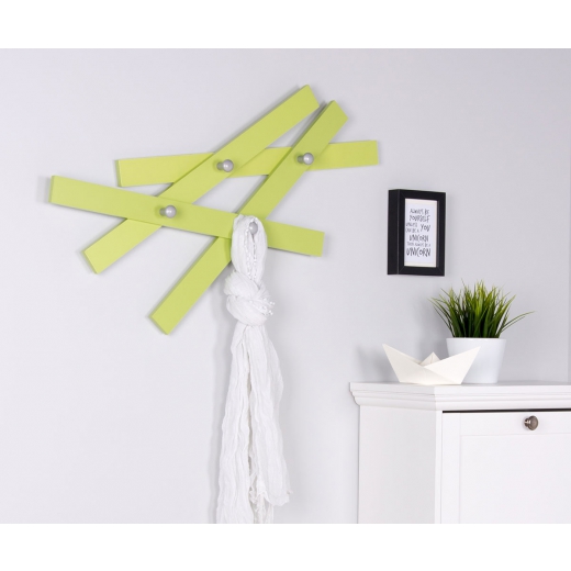 Nástěnný věšák s 4 háčky Miro, 75 cm, zelená - 1