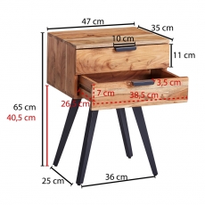 Noční stolek Amod, 65 cm, masiv akát - 3