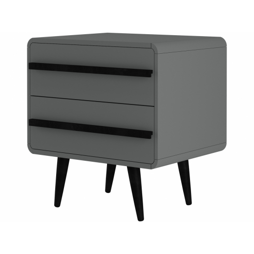 Noční stolek Chantal, 54 cm, šedá / černá - 1