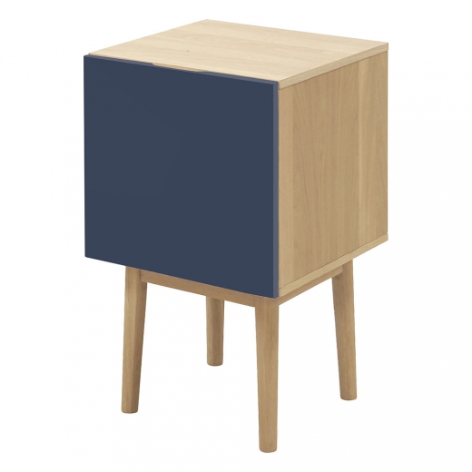 Noční stolek Gabi, 71 cm, dub/modrá - 1