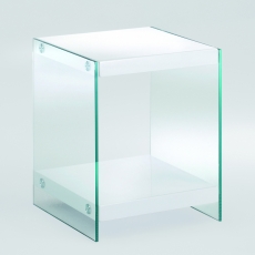 Noční stolek Gero II., 45 cm, bílá / čirá - 1