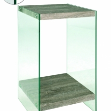 Noční stolek Heron, 74 cm, čirá / dub - 2