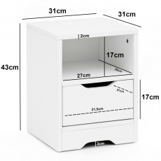 Noční stolek Jery, 43 cm, bílá - 4