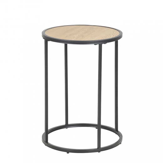 Noční stolek kulatý Seashell, 40 cm, dub - 1
