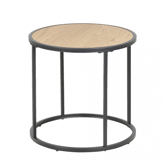 Noční stolek kulatý Seashell, 45 cm, dub - 1