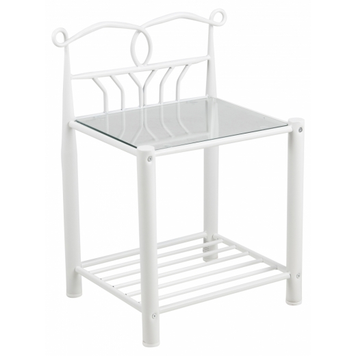 Noční stolek Line, 66 cm, sklo, bílá - 1