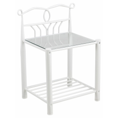 Noční stolek Line, 66 cm, sklo, bílá