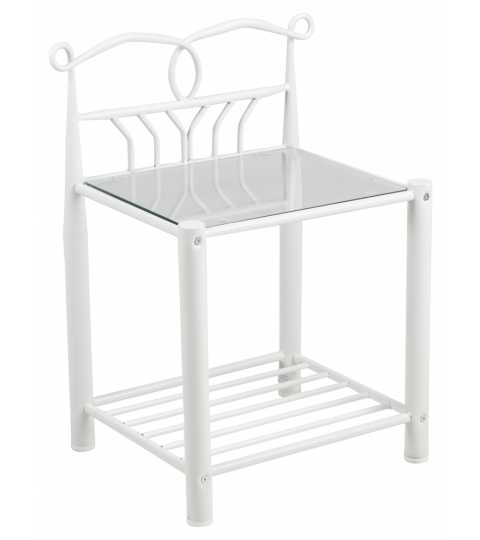 Noční stolek Line, 66 cm, sklo, bílá