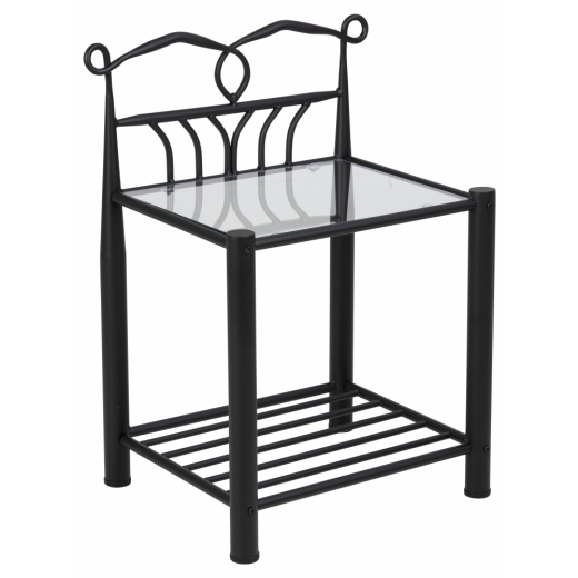 Noční stolek Line, 66 cm, sklo, černá - 1