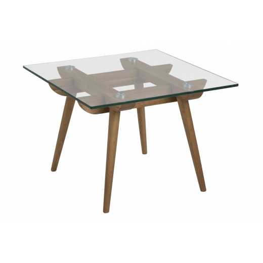 Noční stolek Odo, 43 cm, čirá / dub - 1