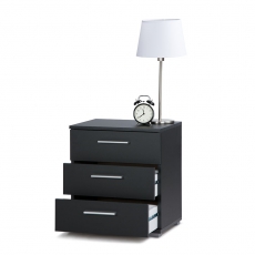 Noční stolek s 3 zásuvkami Nora, 50 cm, černá - 7