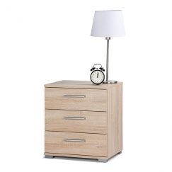 Noční stolek s 3 zásuvkami Nora, 50 cm, dub