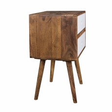 Noční stolek se zásuvkami Repa, 67 cm, masiv Sheesham, bílá - 4