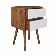 Noční stolek se zásuvkami Repa, 67 cm, masiv Sheesham, bílá - 1